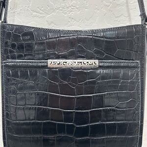 Brighton Croco Organizer Black Crossbody/Handbag